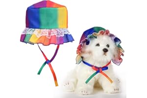 THREETOLS Rainbow Dog Costume Pride Rainbow Cute Dog Bandana, Gay Pride Accessories for Small Medium Dogs Cats, Fancy Rainbow Colorful Pet Hat for Dog Cat Birthday Party (S)