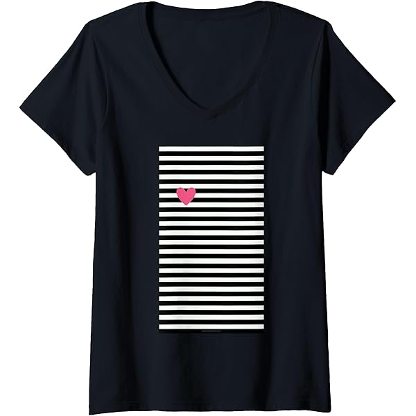 Amazon.com: Black and White Stripes, Cute Pink Heart T-Shirt