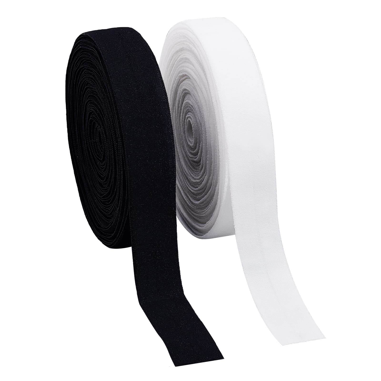 PH PandaHall 22 Yards Flat Elastic Wide Bands, 2cm Sewing Stretch Elastic Braided Fold Over FOE Elastics Flat Polyester Elastic Ribbon for Sewing Crafts DIY Hair Ties Headbands Making, White Black