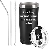 Aletege Let's Keep The Dumb f To a Minimum Travel Mug Funny Tumbler White Elephant Christmas Gifts for Men Women Boss Coworkers 20 Oz Insulated Stainless Steel Travel Tumbler Black