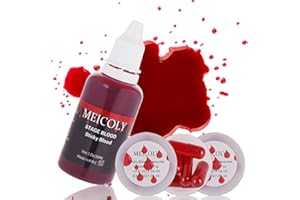 MEICOLY 1.06 OZ Edible Fake Blood with 12 Packs Empty Capsules,Washable Stage Blood Sangre Falsa,Realistic Dripping Sticky Fake Blood for Halloween, SFX,Special Effect Makeup for Zombie Vampire