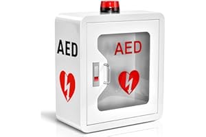 CMXIKJ AED Cabinet Stainless Steel, Wall Mount Storage Cabinet with Alarm Emergency Strobe Light, Door-Activated Alarm & Snap Lock, fits All Brands AED Defibrillators, 14 x 7 x 15.5 Inch