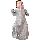 ZIGJOY Baby Transitional Swaddles for Newborns: 0.5 Tog Arms Up Sleep Sack 3-6-12 Months Soft Cotton Shark Fin 2 Way Zipper