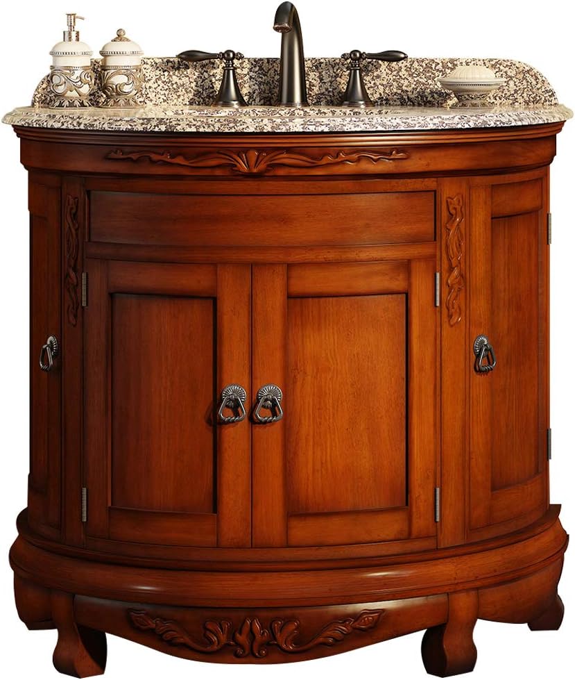 Ove Decors Victoria Vb Vanity With Granite Countertop And Ceramic Basin 36 1 2 Inch Wide Light Cherry Bathroom Vanities Amazon Com