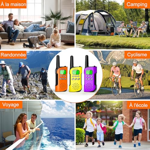 AWANFI Walkie Talkie Kids Adults Rechargeable 3 Pieces Walkie Talkie Long Range Flashlight 8 Channel Walkie Talkie USB Type C for Camping, Hiking, Biking, Toy Gift for Girl and Boy