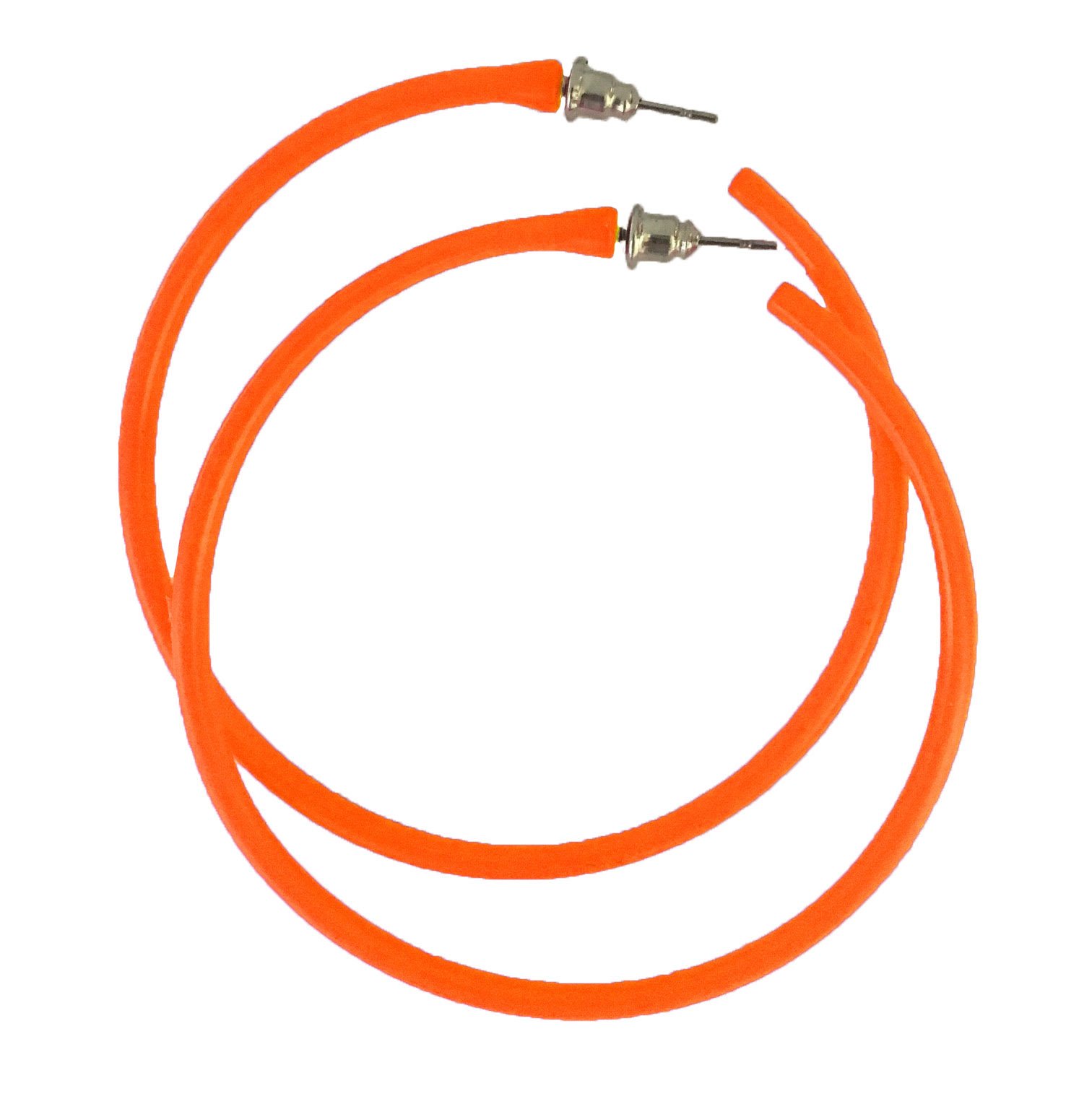 Ladies Neon Hoop Earrings Fancy Dress Accessory 80s Party 1980s