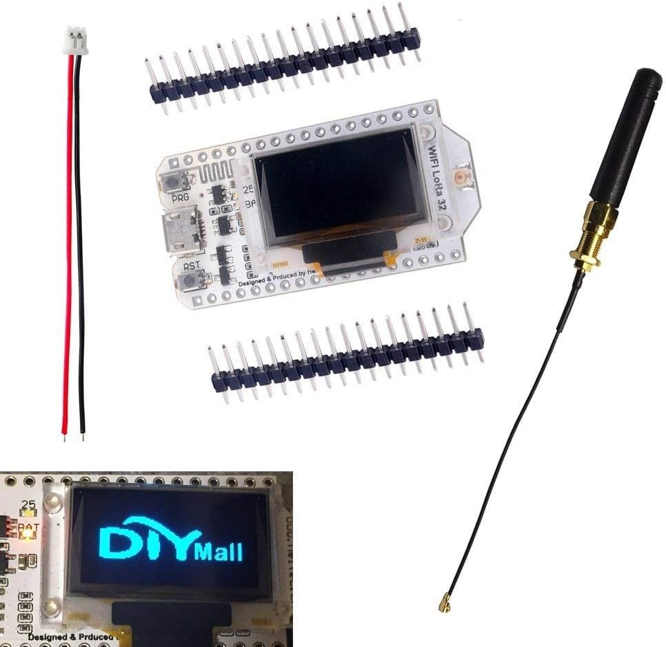 DIYmall 0.96 OLED Display ESP32 ESP-32S WiFi Bluetooth Lora Module Development Board Antenna Transceiver SX1276 915MHZ 868MHZ IOT for Arduino Smart Home