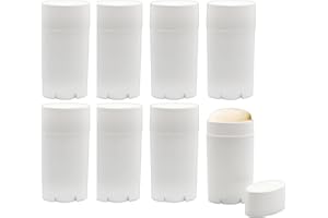 Cornucopia Brands 2.5oz Empty Deodorant Containers (8-Pack, 75ml); BPA-Free Plastic White Twist-Up Refillable Tubes for DIY Deodorant, Aromatherapy, Balm, Etc.