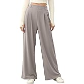 EVALESS Women's Wide Leg Pants Elastic High Waisted Waffle Knit Casual Palazzo Pants Trousers with Pockets