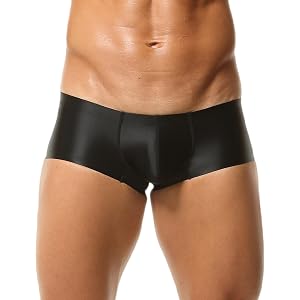 SEAUR Mens Low Rise Boxer Briefs Silky Seamless Pouch Underwear Breathable Faux Satin Glossy Sexy Panties