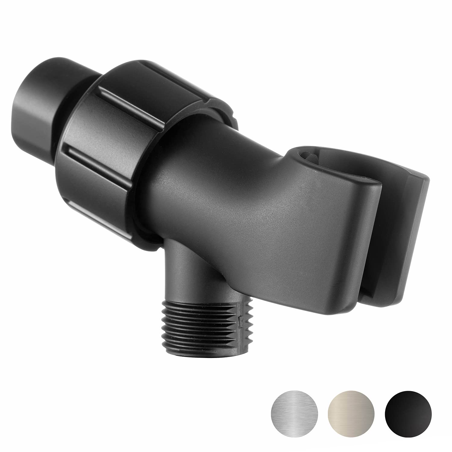 Shower Holder Universal, Black Handheld Shower Head Holder with Brass Swivel, Shower Arm Mount, Shower Bracket, Shower Arm Holder, Shower Wand Holder, Shower Arm Pipe Connector