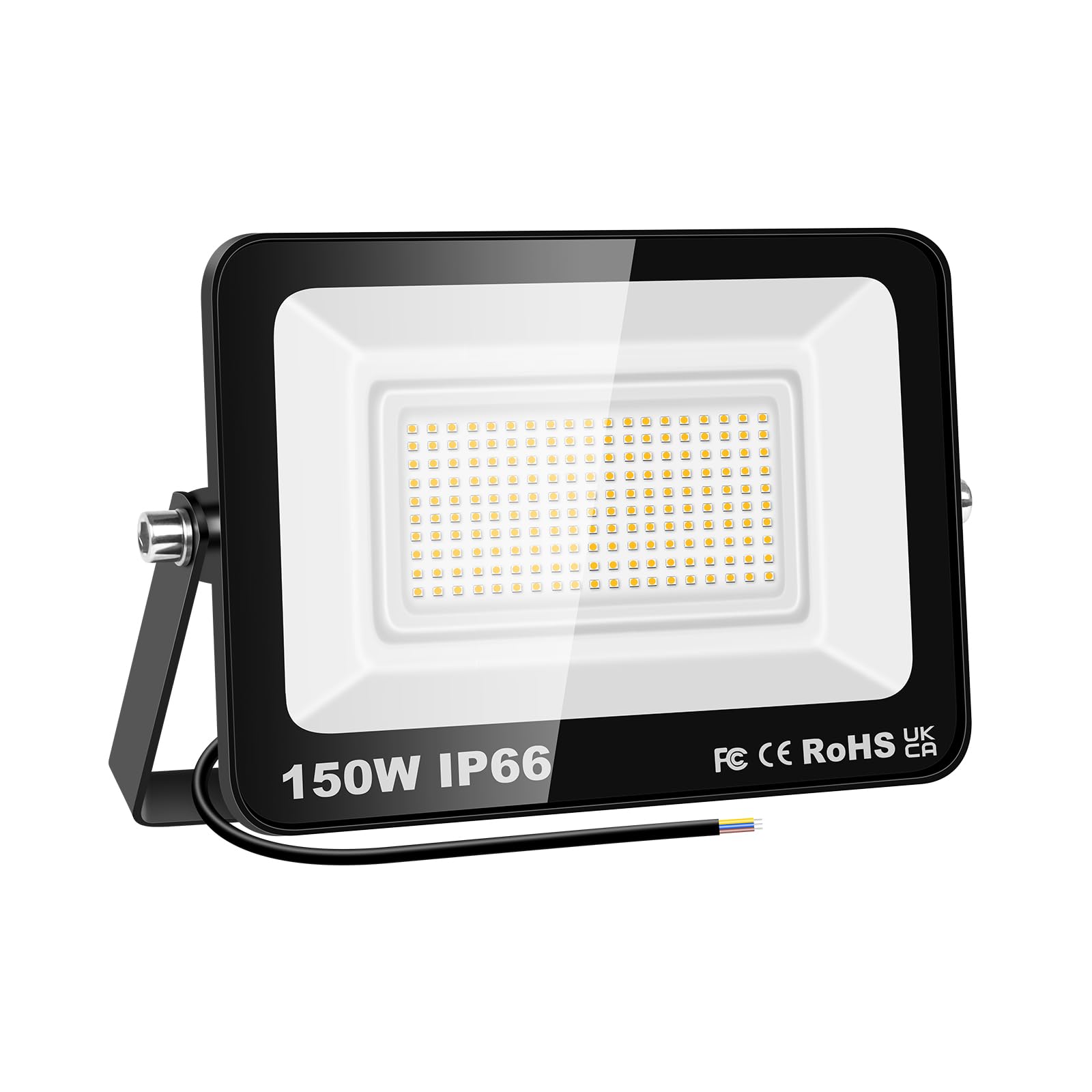 RIGIDON 150W LED Flood Light Outdoor 15000LM Super Bright Outdoor Lights 3000K Daylight Warm White IP66 Waterproof Security Lights for Garden, Garage, Yard, Sports Ground, Patio (Warm White, 150W)