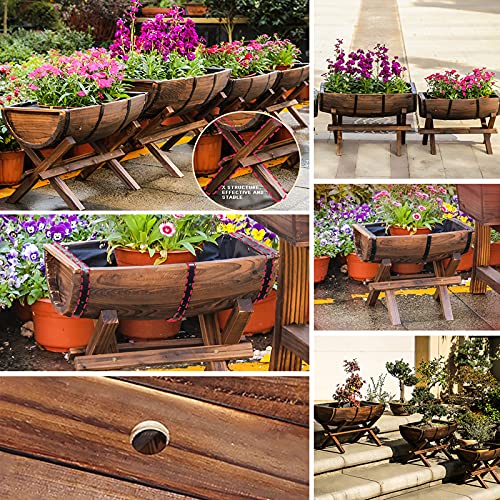 PLHMS Holzeimer im Freien Blumentöpfe, rustikales Pflanzgefäß, Pflanzkübel Holz, erhöhte Gartenbeete Hochbeet… – Bild 5