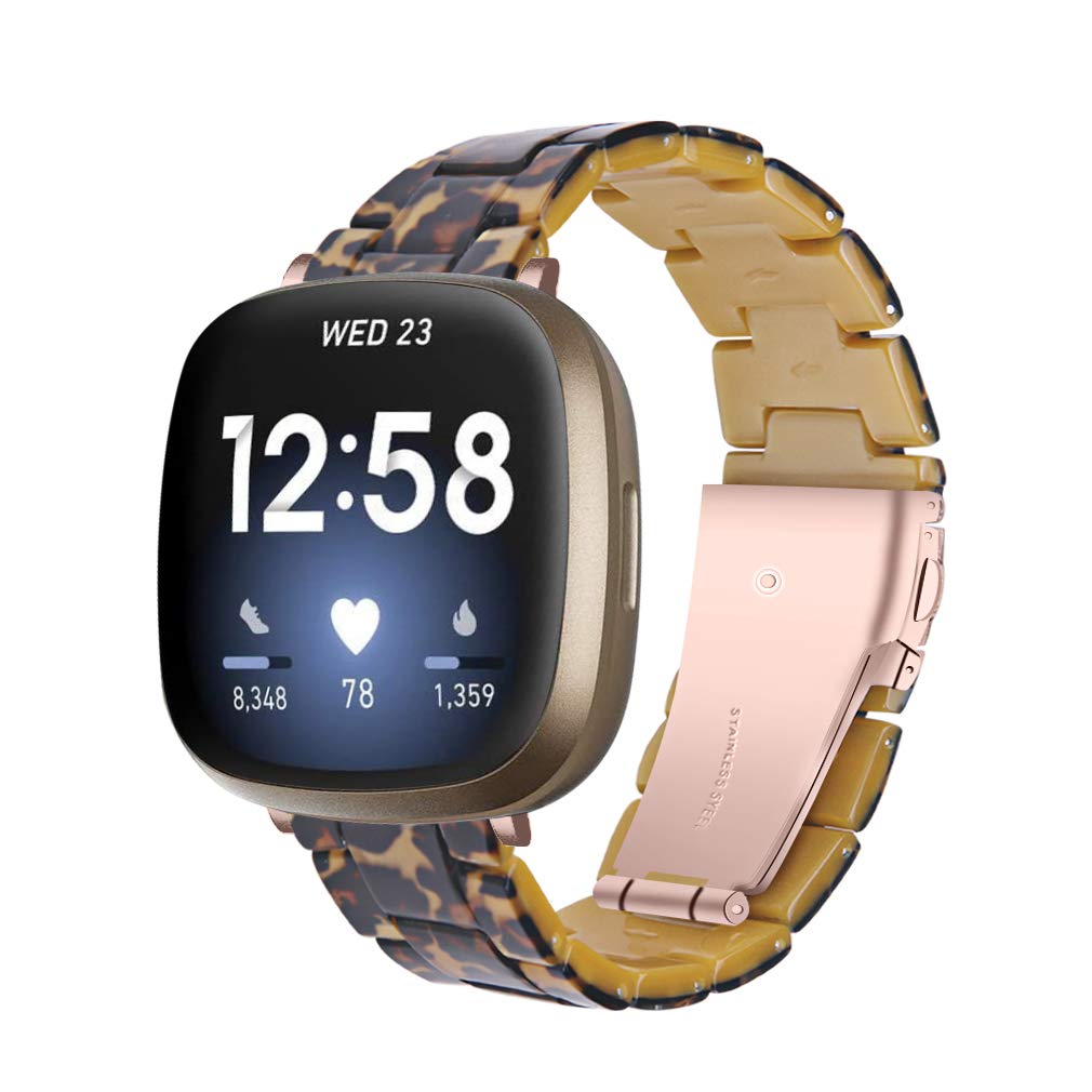 Chofit Straps Compatible with Fitbit Versa 4/Sense 2 Strap, Adjustable Resin Replacement Wristband Band Bracelet for Versa 4/Sense 2 (Leopard)