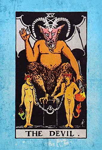 Tarot Print The Devil Retro Illustration Art Rider Print Vintage Giclee on Cotton Canvas or Paper Canvas Poster Wall Decor