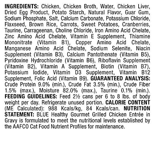 Blue Buffalo Healthy Gourmet Natural Adult Wet Cat Food, Grilled Chicken 3-oz cans (Pack of 24) - //medicalbooks.filipinodoctors.org