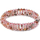 Justinstones Natural Gemstone Beaded Bracelet Birthstone Healing Crystals Jewelry Stretch Bracelet 6.5 inch
