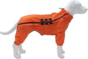 LOVELONGLONG Dogs Waterproof Jacket, Lightweight Waterproof Jacket Reflective Safety Dog Raincoat Windproof Snow-Proof Dog Vest for Small Medium Large Dogs Orange XL