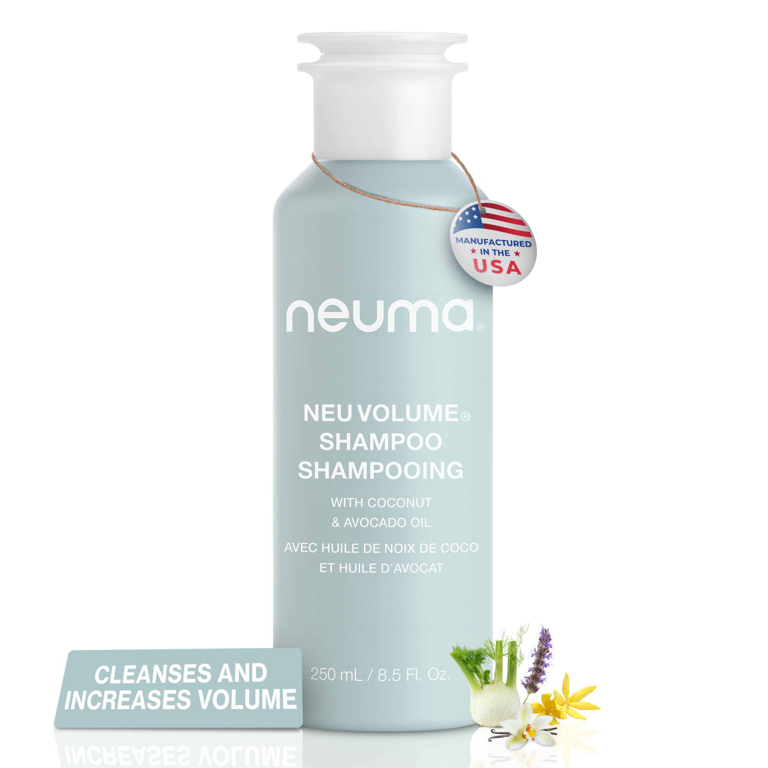 NEUMA Neu Volume Shampoo 8.5 Fl. Oz. Fennel, Ylang Ylang, Patchouli, and Vanilla Scent, Sulfate Free Shampoo