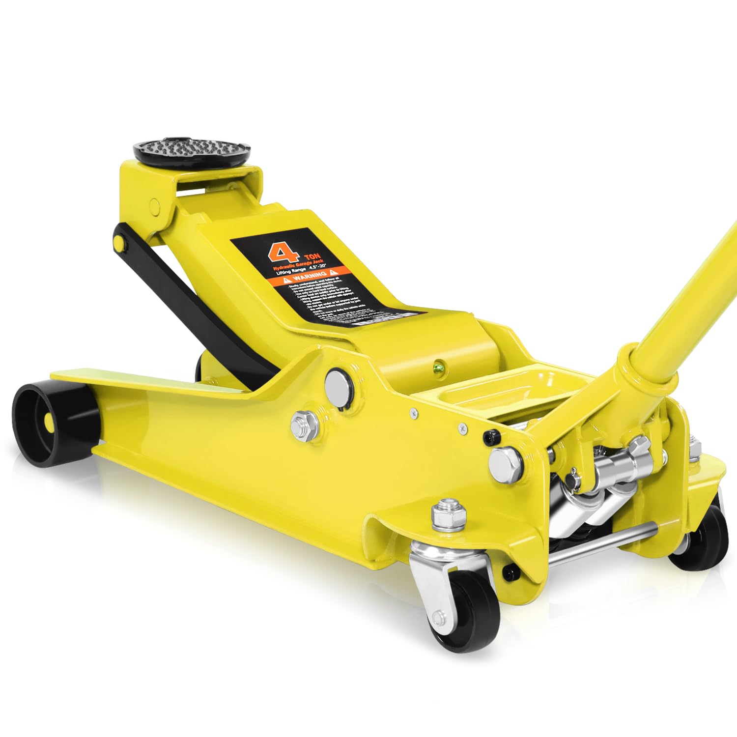 Photo 1 of PM PERFORMOTOR Low Profile Hydraulic Trolley Service/Floor Jack, 4 Ton (8000 lbs) Capacity, Lifting Range 4.5"-20", Yellow,PM-TOL-FJ40-YL