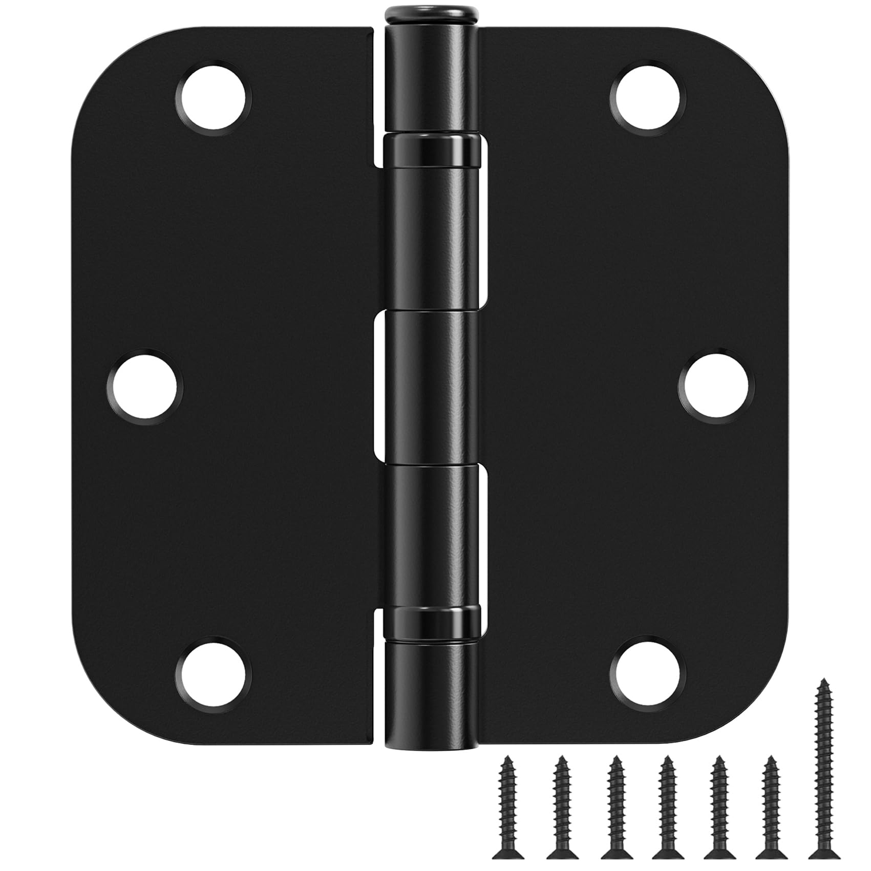 42 Pack Ball Bearing Door Hinges Matte Black 3.5 Inch 5/8"Radius Round Anti Squeak Interior 3-1/2"Flat Iron Bifold Standard Office Bedroom Indoor for Doors 3 ½" Hardware Control Home Decor Essentials Image