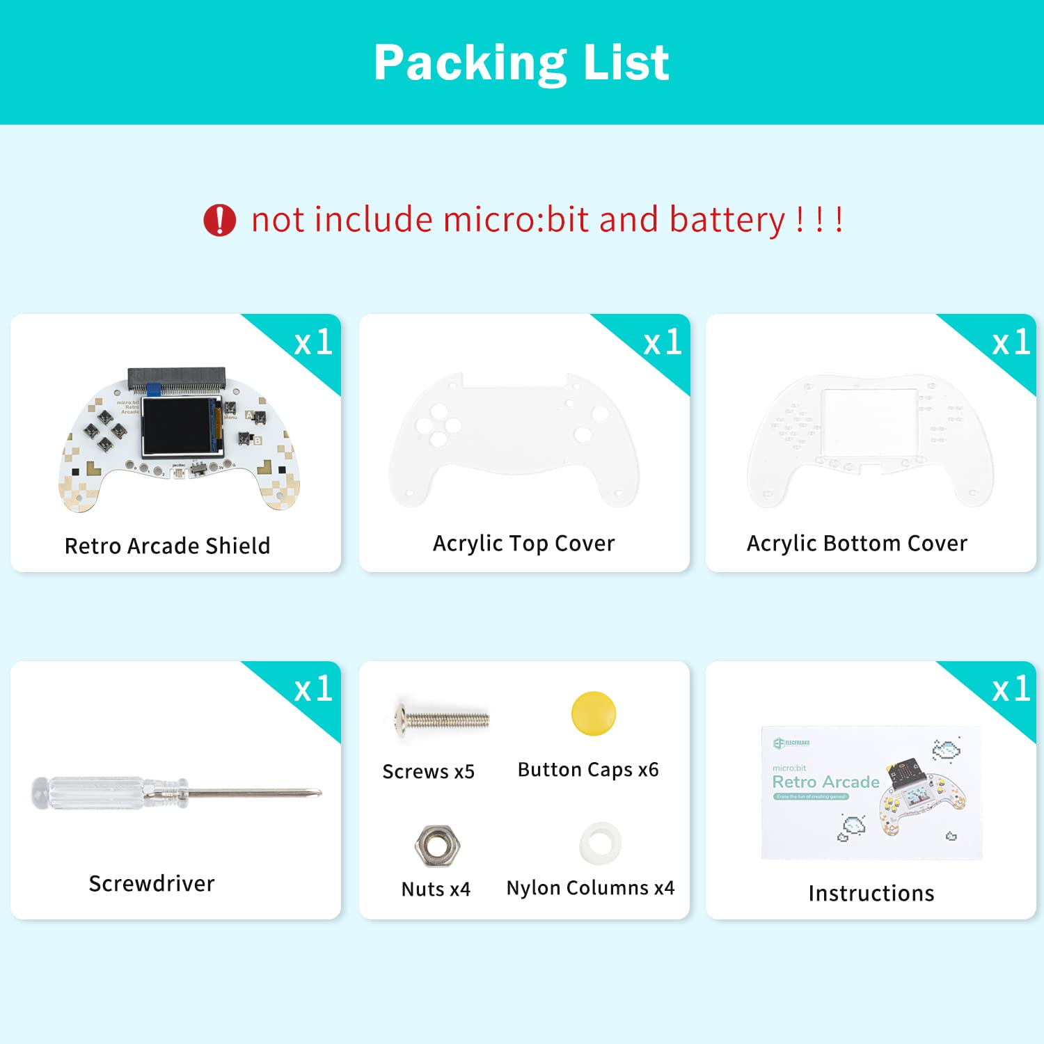 ELECFREAKS microbit Retro Makecode Arcade for STEM Education, Micro:bit Joystick Programming Learning Machine Supports Remote Control and Creat Games(Without Micro:bit)