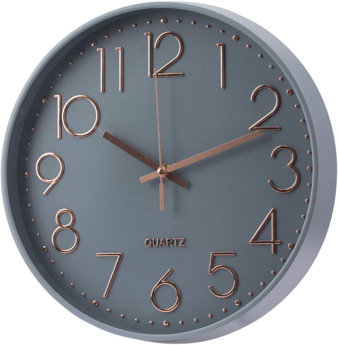 SIN&MI Wall Clock Battery Operated Silent Non-ticking Wall Clock 12 Inch Modern Quartz Design Decorative Indoor Kitchen Office Grey