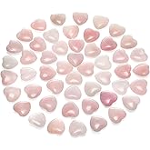 Gerrii 50 Pcs Heart Healing Stone Bulk Quartz Heart Inspirational Stones Gift for Women Love Pocket Polished Natural Energy Balancing Meditation 0.8 Inch(Rose Pink)