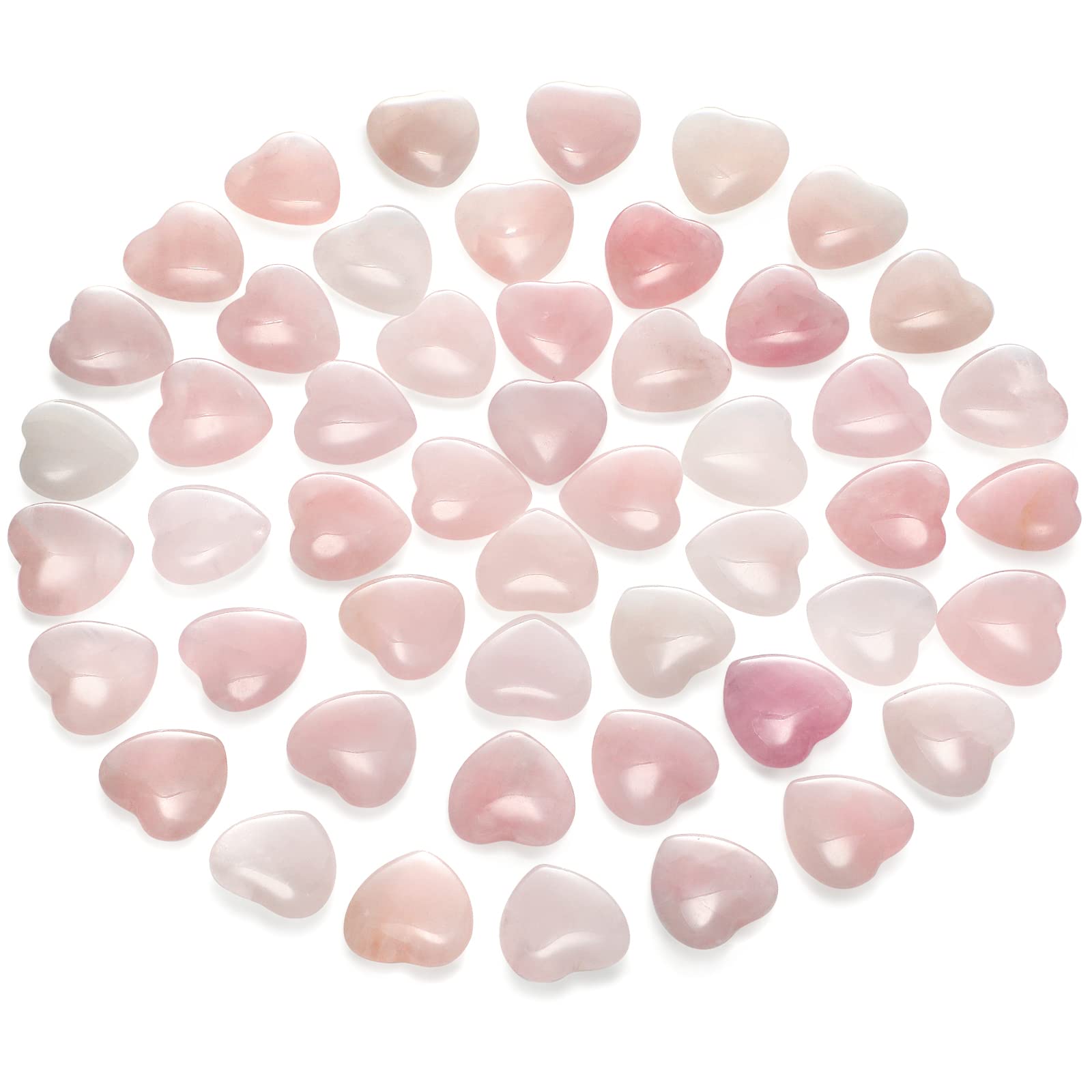 Photo 1 of Gerrii 50 Pcs Heart Healing Stone Bulk Quartz Heart Inspirational Stones Gift for Women Love Pocket Polished Natural Energy Balancing Meditation 0.8 Inch(Rose Pink)
