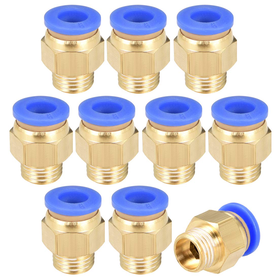 sourcing map Straight Pneumatic Push to Quick Connect Fittings 1/4" PT Male x 6mm Tube OD 10pcs