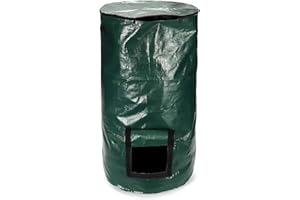 XIANSHENGLE Compost Bins Outdoor, Garden Compost Bag, Reusable Garden Yard Waste Bag, Collapsible Leaf Lawn Bags, 34 Gallon (Black 1 Pack) (Green)