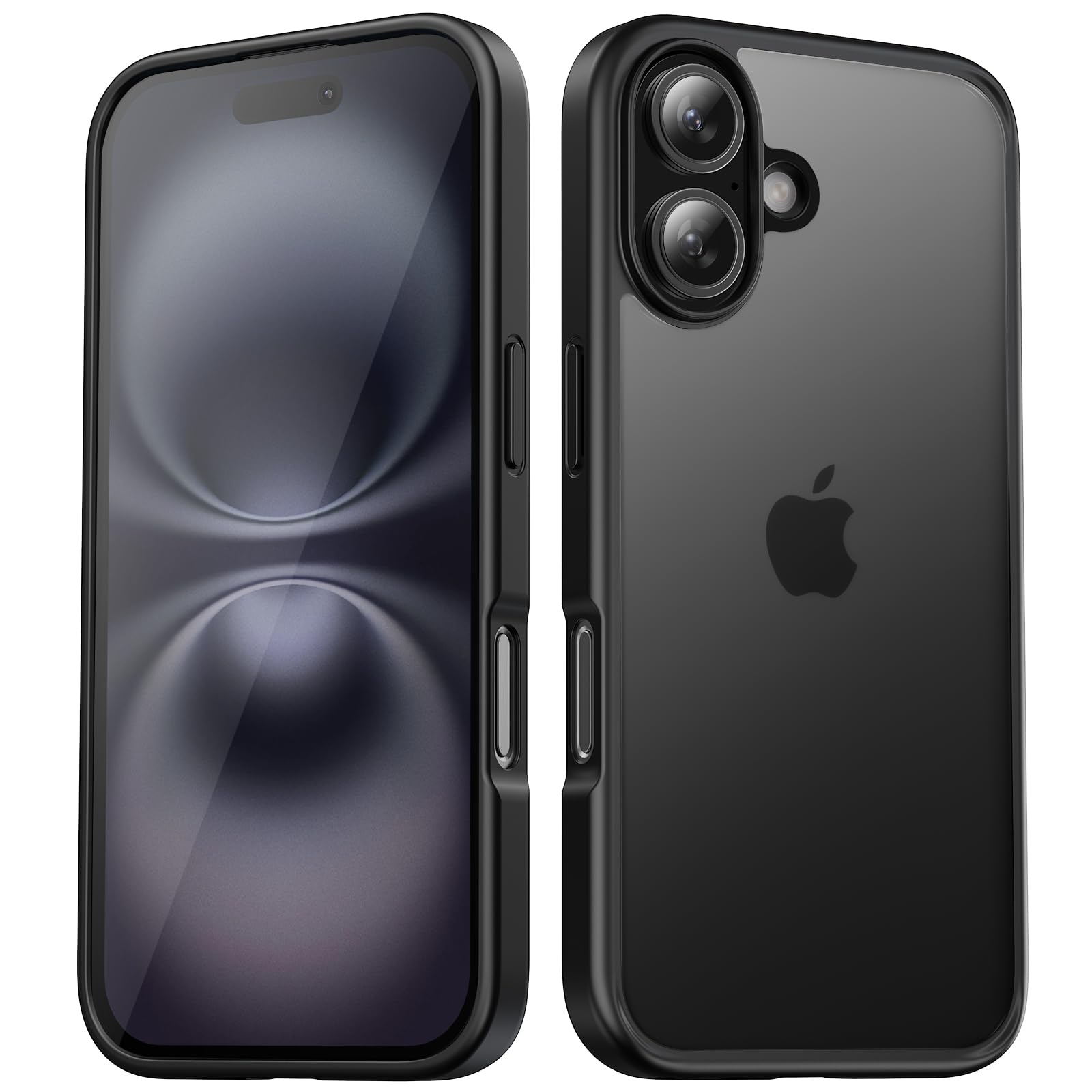 TIIXXA Matte Case for iPhone 16 Case 6.1-Inch, Shockproof Drop Protection, Frosted Translucent Back Phone Cover, Anti-Fingerprint (Black)