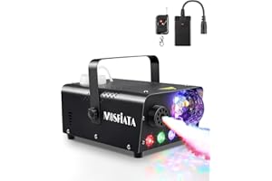 MOSFiATA Fog Machine with Disco Ball Lights 600W Smoke Machine with RGB LED Lights, 2300 CFM Spray, Remote Control, Perfect f