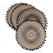 Lahome Mandala Print Round Placemat - Farmhouse Jute Table Mats with Pompom Tassel 11.8 Inch Place Mat for Dining Room Kitchen Table Decor (Set of 4, Black)
