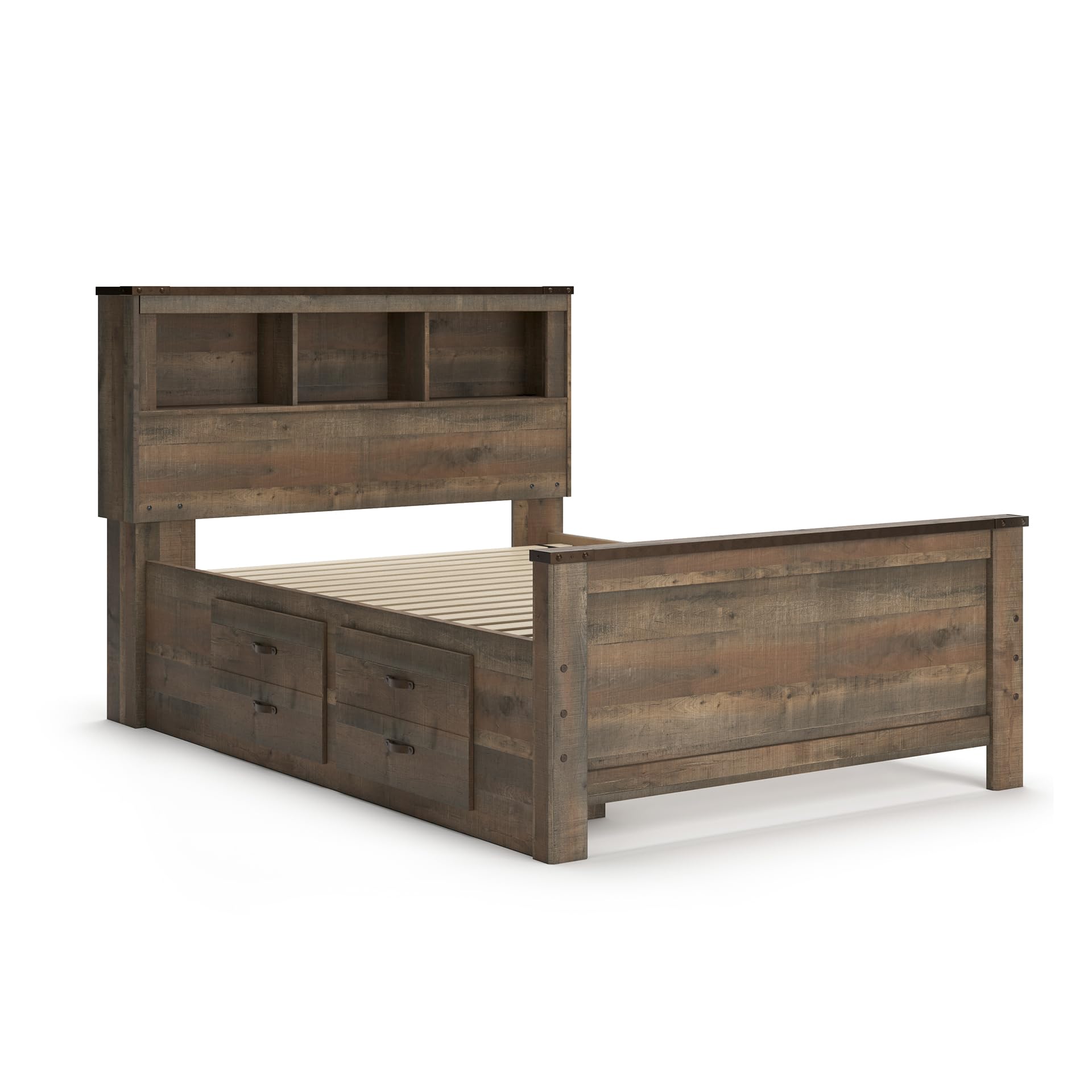 Photo 1 of *Partial Set - See Clerk Notes*
Signature Design by Ashley Trinell Casual Full Bookcase Platform Bed with 2 Storage Drawers and Nailheads, Foundation or Box Spring Not Needed, Dark Brown