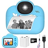 Kids Camera Instant Print Camera for Kids, Toddler Cameras Christmas Birthday Gifts for Girls Boys, 1080P HD Digital Video Cameras, Portable Toy for 4 5 6 7 8 9 10 Year Boy Girl with SD Card (Blue)