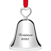 Christmas Bell Ornament 2025 – Elegant Holiday Keepsake with “Christmas 2025” Engraving – Collectible Ornament with Ribbon and Ringing Bell Sound