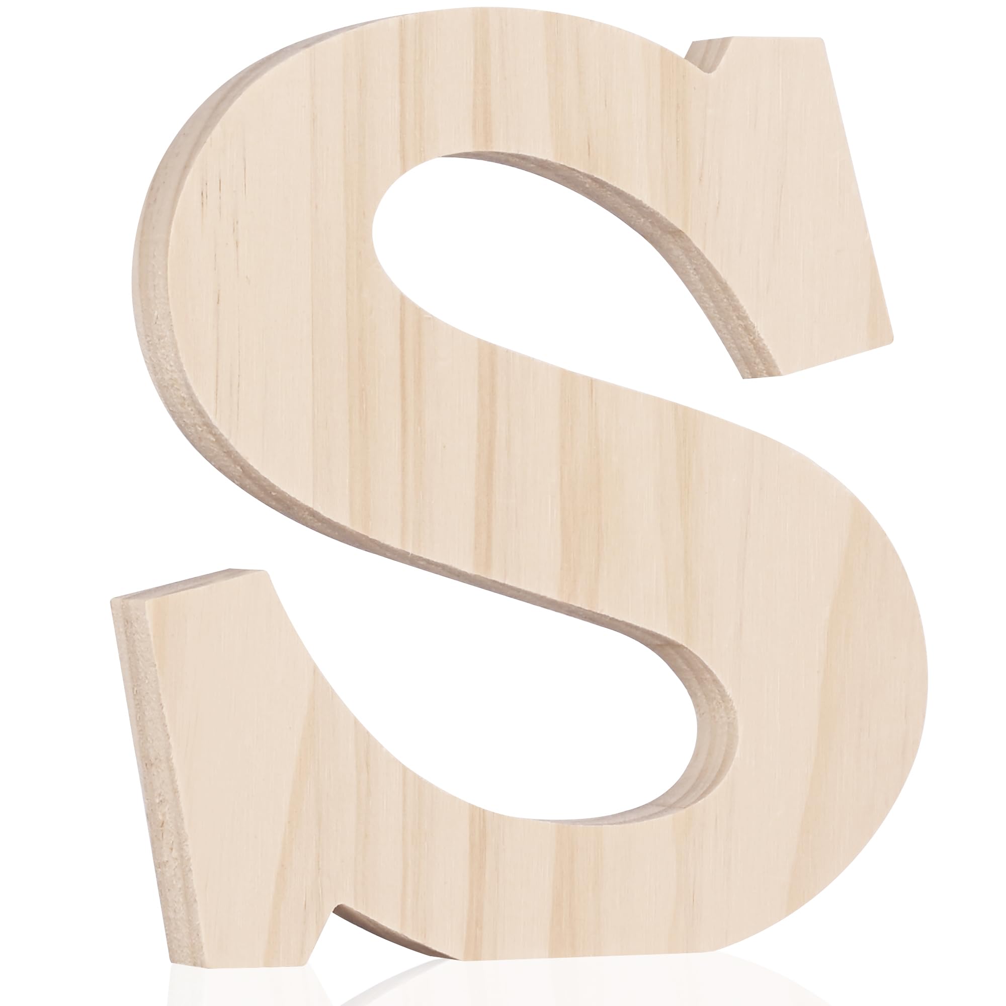 Photo 1 of ***SEE CLERK COMMENTS*** Oubest Wooden Letters 6 Inches Unfinished Wood Large Alphabet Letters for Wall Decor Home Shelf Party Table Standing Decoration Wooden Name Signs DIY Painting Craft Projects (Block Letter S)