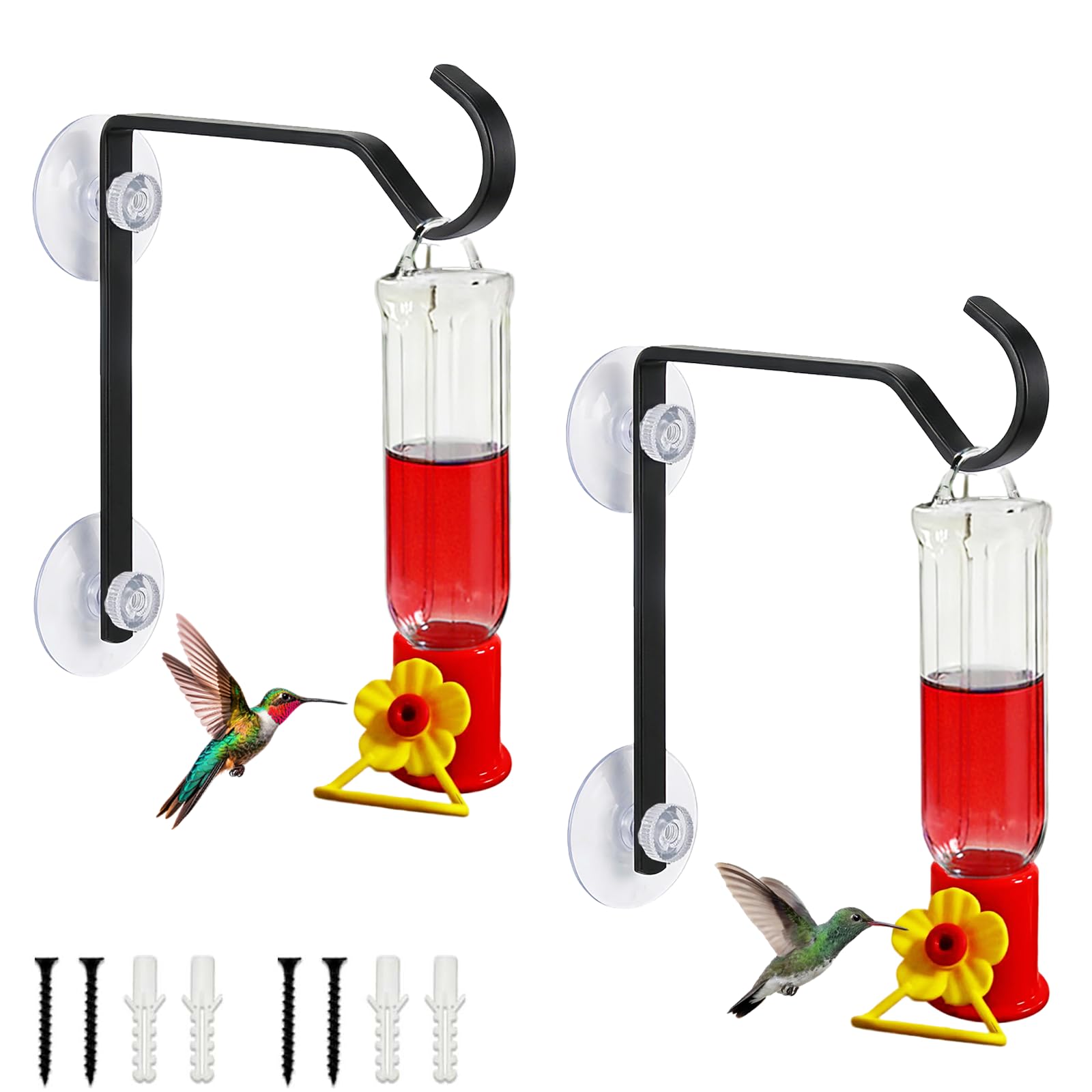 Photo 1 of 2 Pack Window Hummingbird Feeder with Strong Suction Cups Hangers Small Plastic Humming Birds Feeders for Outside, for Mom, Dad, Bird Lovers