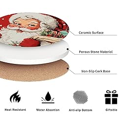 Christmas Absorbent Coasters with Holder Set of