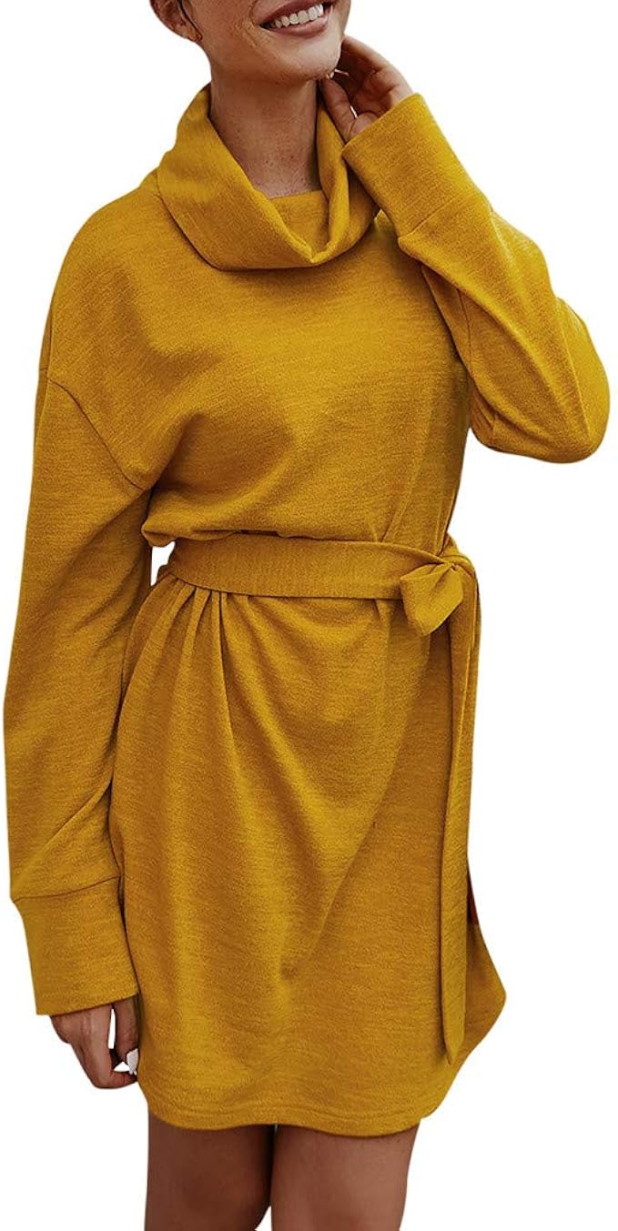 Oksea Damen Langärm Freizeitkleid Winter Damen Kleid Große