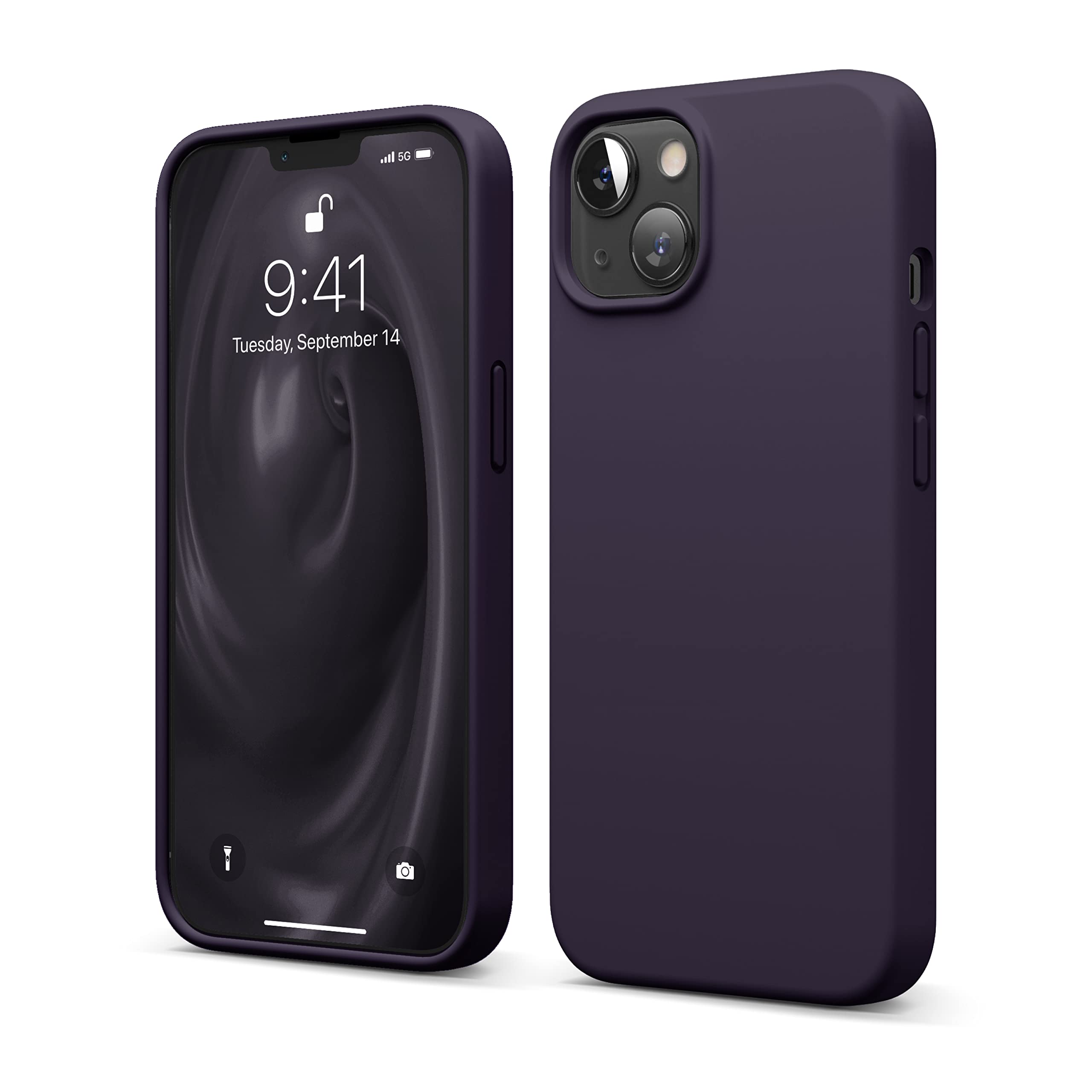elago Compatible with iPhone 13 Case, Liquid Silicone Case, Full Body Screen Camera Protective Cover, Shockproof, Slim Phone Case, Anti-Scratch Soft Microfiber Lining, 6.1 inch (Deep Purple)