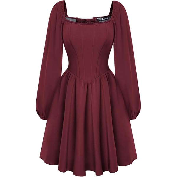 burgundy corset dress with sleeves La Divine style CD337 long bustier corset dress 14 / Burgundy main image 1