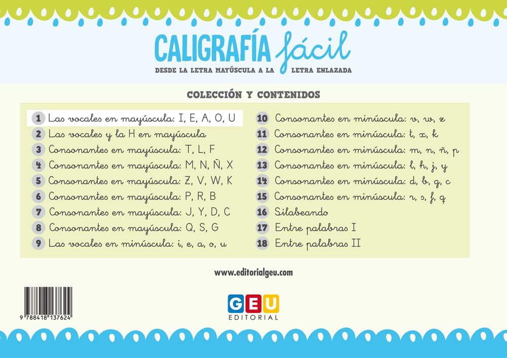 Caligrafia Facil 1 Inicio En La Escritura Trazado De Letras Y Trabajo De Vocales Inicio A La Escritura Y Grafomotricidad Ninos De 3 A 5 Anos Educacion Infantil Y Educacion Especial