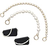 HUIANER Pearl Handle Purse Chain, 2Pcs Large Imitation Pearl Handbag Chains Straps Replacement with Golden Buckles for Purse Wallet Clutch Crafts Making Supplies