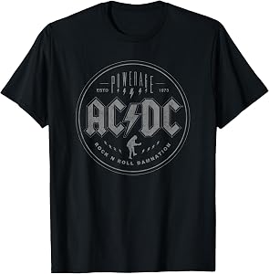Official AC/DC Rock N Roll Damnation Band Music Vintage Logo T-Shirt