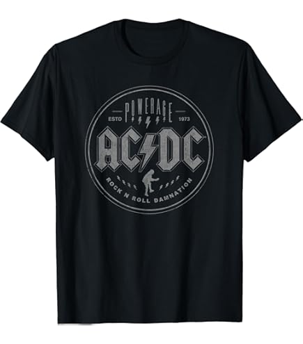 Amazon.com: ACDC Vintage Lightning Bolt Logo Men's Black T-Shirt