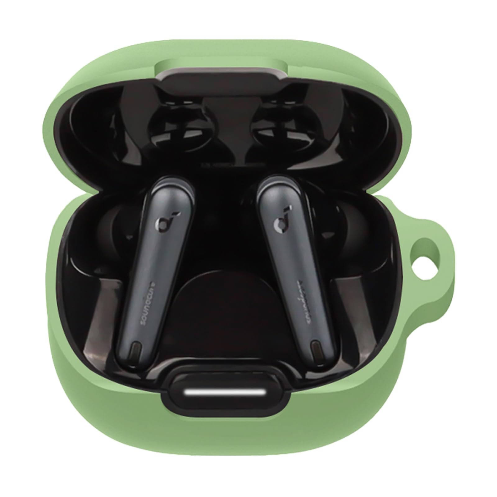 Case for Anker Liberty 4 NC with Carabiner,Anti-Scratch Premium Soft Silicone Full Protective Case,Shockproof Ultra Slim Headphone Protective Case for Anker Liberty 4 NC,Green