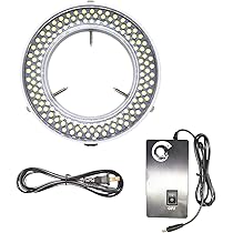 Adjustable 144 LED Microscope Ring Light - 12V, 30,000-40,000 LX, US Plug