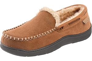 Zigzagger Men's Moccasin Slippers Memory Foam House Shoes, Indoor and Outdoor Warm Loafer Slippers